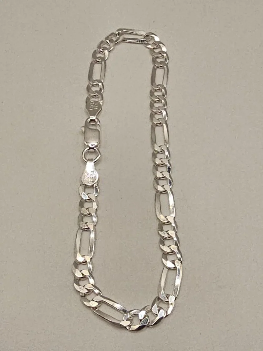 Sterling Silver 925 High Polish Figaro Bracelet 5mm 7 inches
